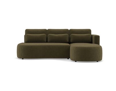 Canapé Angle Droit Convertible 4 Places Mahina En Velours Côtelé Vert