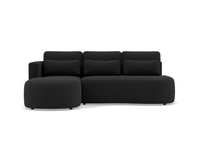 Canapé Angle Gauche Convertible 4 Places Mahina En Velours Côtelé Noir