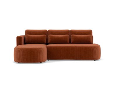 Canapé Angle Gauche Convertible 4 Places Mahina En Velours Côtelé Terracotta