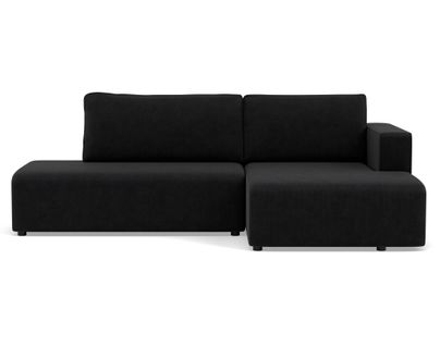 Canapé Angle Droit Convertible 4 Places Topaze En Velours Côtelé Noir