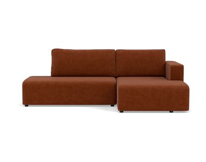 Canapé Angle Droit Convertible 4 Places Topaze En Velours Côtelé Terracotta