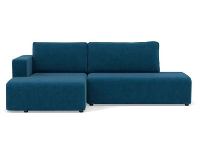 Canapé Angle Gauche Convertible 4 Places Topaze En Velours Côtelé Bleu