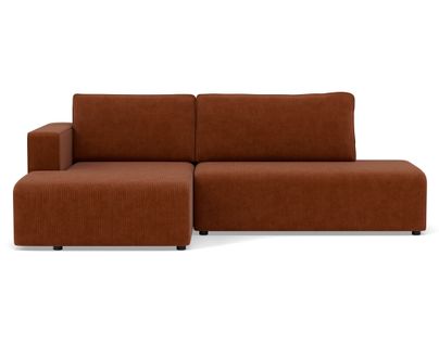 Canapé Angle Gauche Convertible 4 Places Topaze En Velours Côtelé Terracotta