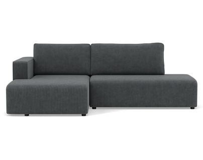 Canapé Angle Gauche Convertible 4 Places Topaze En Velours Côtelé Gris Foncé