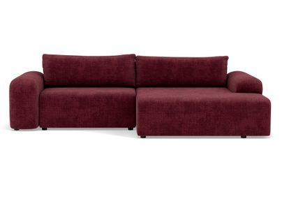 Canapé Angle Droit Convertible 4 Places Rebecca En Velours Texturé Prune