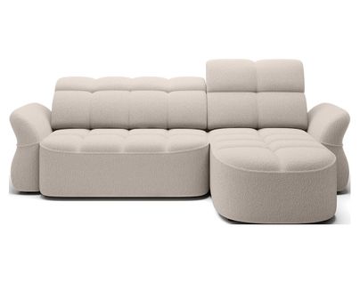 Canapé Angle Droit Convertible 4 Places Brume En Tissu Bouclette Beige