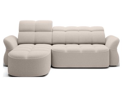 Canapé Angle Gauche Convertible 4 Places Brume En Tissu Bouclette Beige