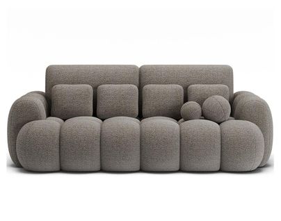 Canapé Droit Convertible 3 Places Dorian En Tissu Bouclette Gris