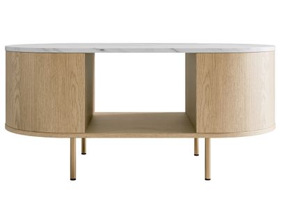 Sansa - Table Basse 100 Cm - 1 Niche - Plateau Effet Marbre