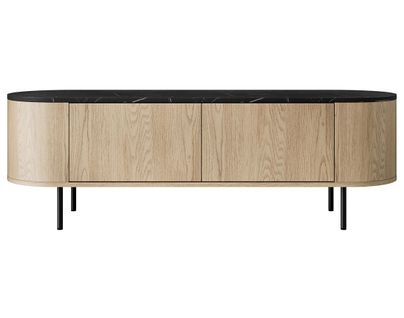 Sansa - Meuble TV 139 Cm - 2 Portes - Plateau Effet Marbre