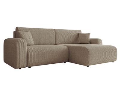 Naomi - Canapé D'angle Réversible 4 Places Convertible Avec Coffre En Velours Côtelé