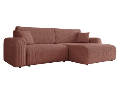 Naomi - Canapé D'angle Réversible 4 Places Convertible Avec Coffre En Velours Côtelé