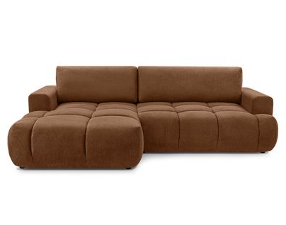 Canapé Angle Gauche Convertible 4 Places Leonie En Velours Texturé Terracotta