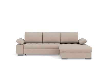 Canapé Angle Droit Convertible 4 Places Bianca En Tissu Texturé Beige