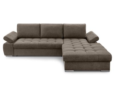 Canapé Angle Droit Convertible 4 Places Bianca En Tissu Texturé Taupe