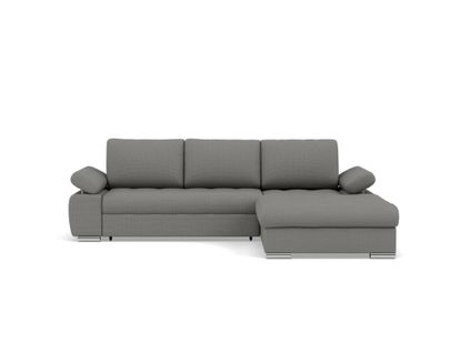Canapé Angle Droit Convertible 4 Places Bianca En Tissu Texturé Gris