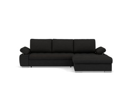 Canapé Angle Droit Convertible 4 Places Bianca En Tissu Texturé Noir