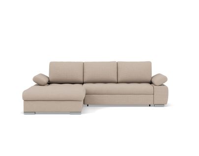 Canapé Angle Gauche Convertible 4 Places Bianca En Tissu Texturé Beige