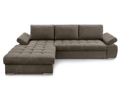 Canapé Angle Gauche Convertible 4 Places Bianca En Tissu Texturé Taupe