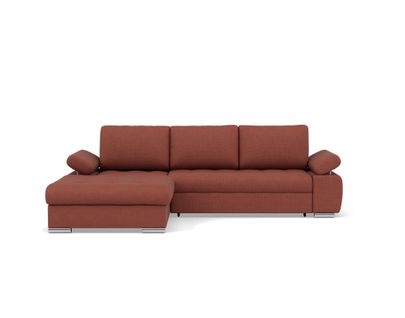 Canapé Angle Gauche Convertible 4 Places Bianca En Tissu Texturé Rose