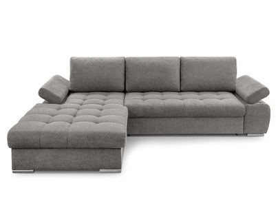 Canapé Angle Gauche Convertible 4 Places Bianca En Tissu Texturé Gris