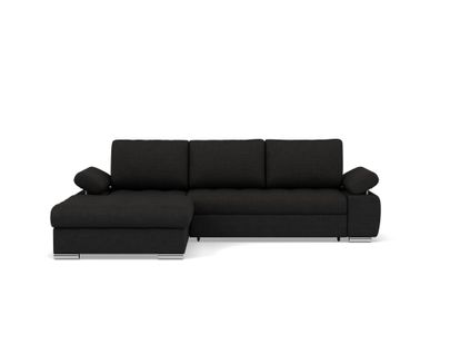 Canapé Angle Gauche Convertible 4 Places Bianca En Tissu Texturé Noir