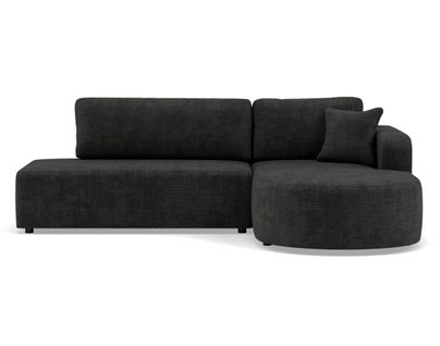 Canapé Angle Droit Convertible 4 Places Miro En Velours Texturé Gris Anthracite