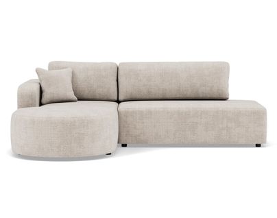 Canapé Angle Gauche Convertible 4 Places Miro En Velours Texturé Beige