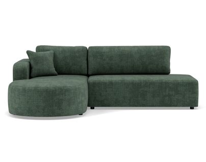 Canapé Angle Gauche Convertible 4 Places Miro En Velours Texturé Vert