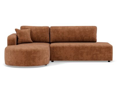 Canapé Angle Gauche Convertible 4 Places Miro En Velours Texturé Rouille
