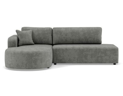 Canapé Angle Gauche Convertible 4 Places Miro En Velours Texturé Gris