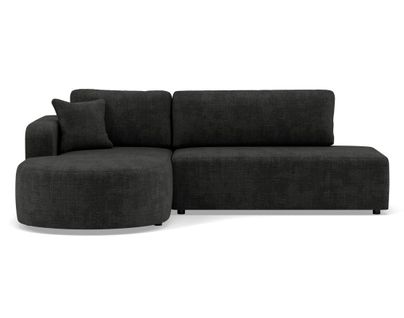 Canapé Angle Gauche Convertible 4 Places Miro En Velours Texturé Gris Anthracite