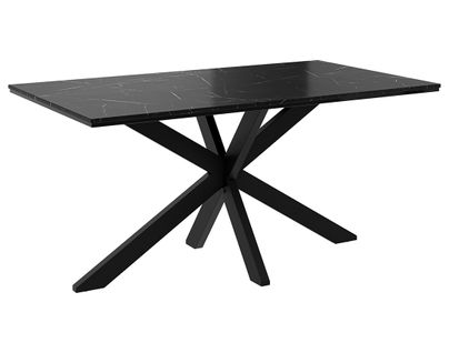 Tom - Table à Manger - Plateau Effet Marbre - Pieds En Métal - 4 à 6 Personnes