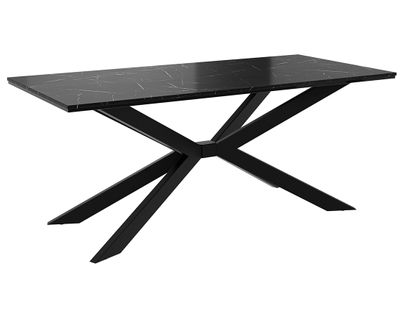 Casey - Table à Manger - Plateau Effet Marbre - Pieds En Métal - 4 à 8 Personnes