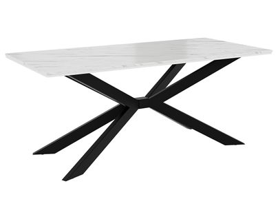 Casey - Table à Manger - Plateau Effet Marbre - Pieds En Métal - 4 à 8 Personnes