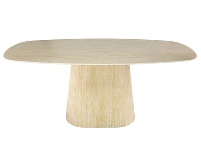 Aubin - Table à Manger - Effet Travertin - 4 à 6 Personnes