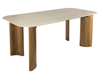 Mohea - Table à Manger - Plateau En Céramique Effet Travertin - 4 à 6 Personnes