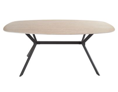 Ruben - Table à Manger - Plateau En Céramique Effet Travertin - Pieds En Acier - 4 à 6 Personnes