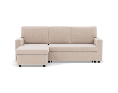 Meiya - Canapé D'angle Réversible 4 Places Convertible Avec Coffre En Velours Côtelé