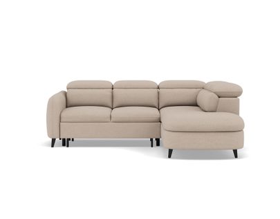 Canapé Angle Droit Convertible 5 Places Opaline En Tissu Texturé Beige