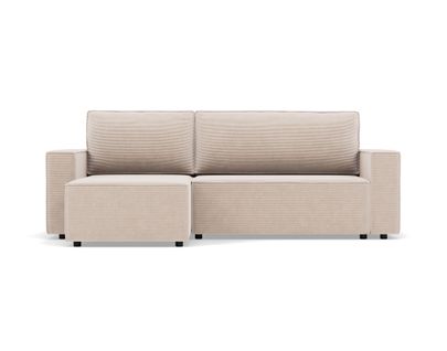 Hector - Canapé D'angle Réversible 4 Places Convertible Avec Coffre En Velours Côtelé