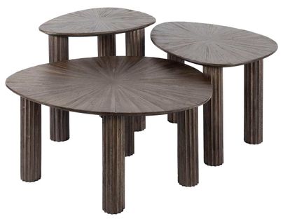 Tania - Lot De 3 Tables Basses Gigognes En Teck Massif - 76, 61 Et 51 Cm