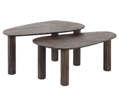 Tania - Lot De 2 Tables Basses Gigognes En Teck Massif - 84 Cm