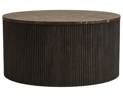 Finn - Table Basse Plateau Effet Marbre Et Pieds En Tasseaux De Bois En Fsc  100% - 80 Cm