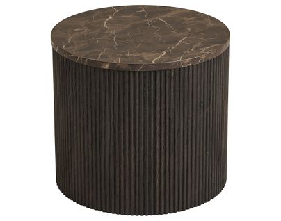 Finn - Bout De Canapé Plateau Effet Marbre Et Pieds En Tasseaux De Bois En Fsc  100% - 40 Cm