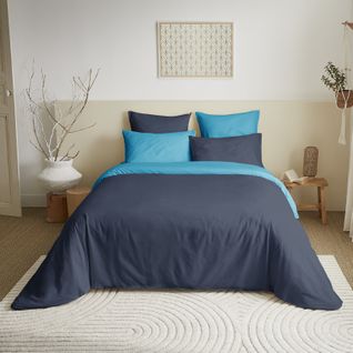 Pack Complet 6 Pièces Marine/turquoise Réversible Housse De Couette Pour Lit 140 X 190 Cm