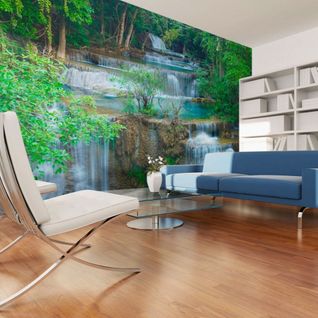 Papier Peint Chute D'eau à Kanchanaburi, Thaïlande 300 X 230 Cm Vert