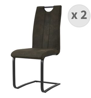 Gardner-chaise Microfibre Marron Foncé Pieds Métal Noir (x2)