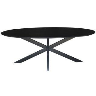 Urban-table à Manger Ovale 6 Personnes 160 Cm En Bois Massif Noir