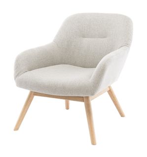 Malmo-fauteuil Lounge En Tissu Coloris Lin Et Bois Naturel